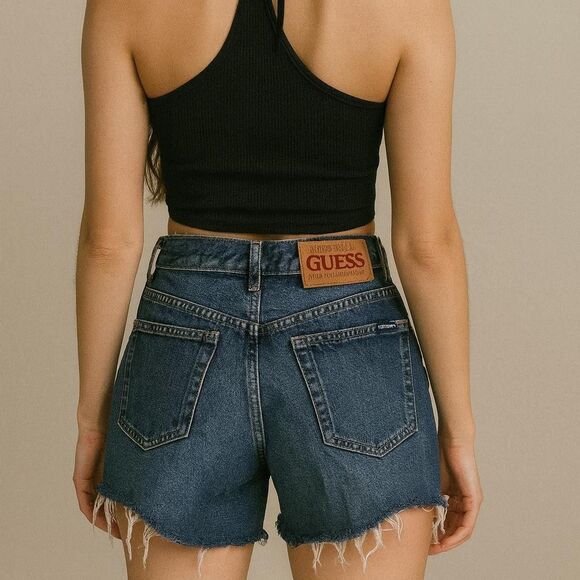 Guess Pants - vintage distressed y2k 2000s Guess Women's Blue Shorts